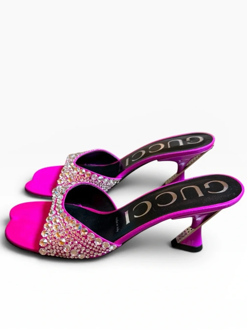 GUCCI Galactica Mules Fuchsia Crystal Embellished Sculptural Heel EU 36.5 US 6.5 - Picture 1 of 16